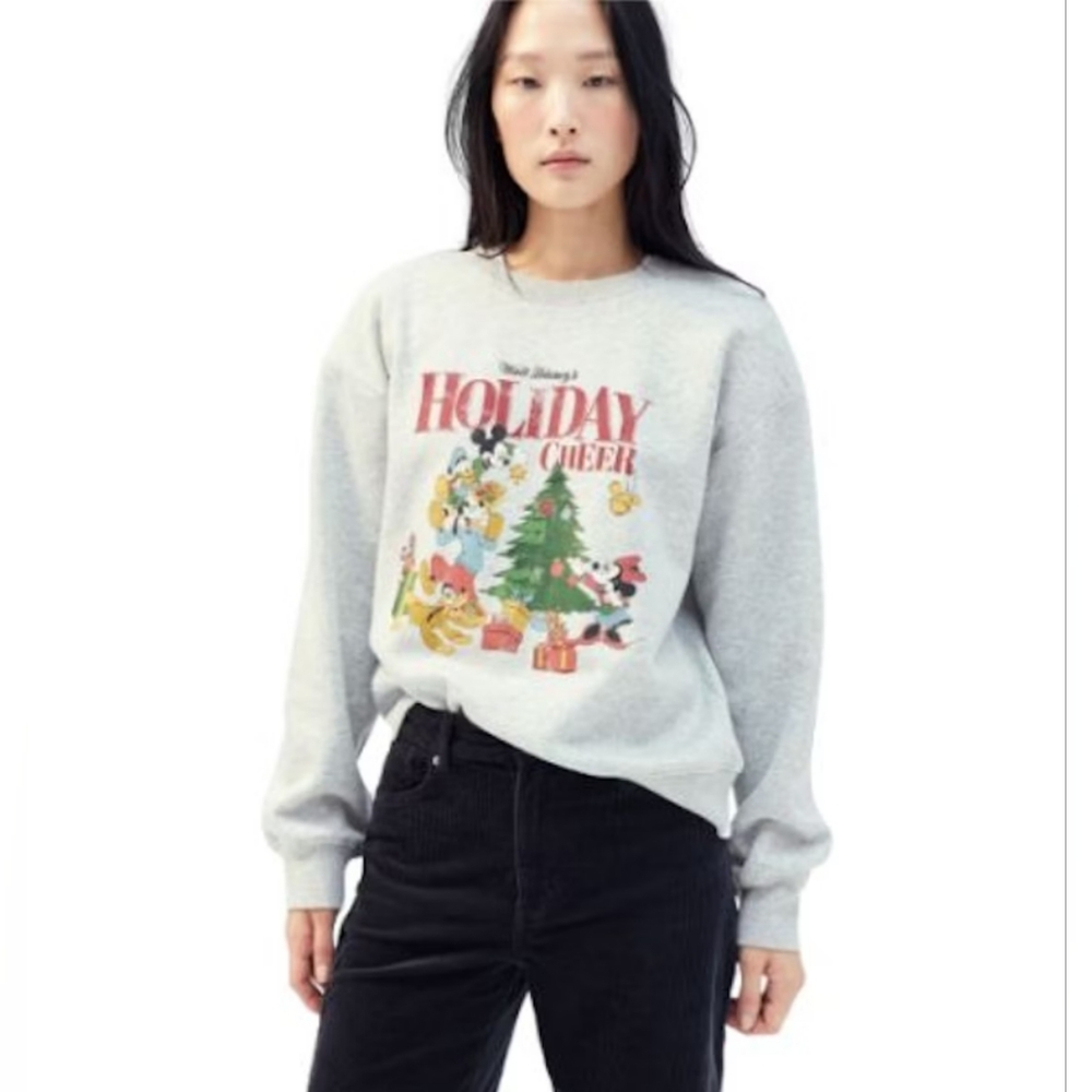 H&M Disney Mickey And Friends Festive Gray and Red Holiday Sweatshirt Medium - Picture 4 of 12